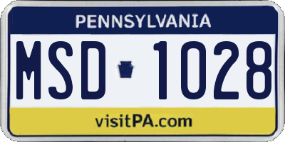 PA license plate MSD1028