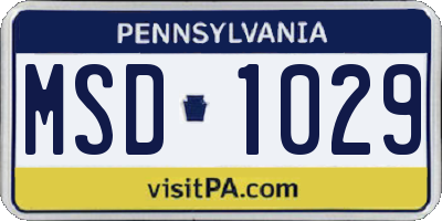 PA license plate MSD1029