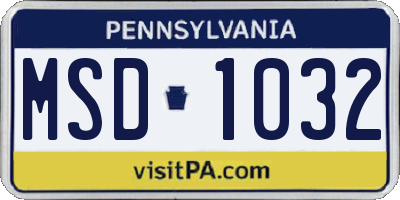 PA license plate MSD1032