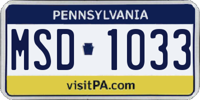 PA license plate MSD1033