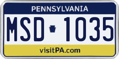 PA license plate MSD1035