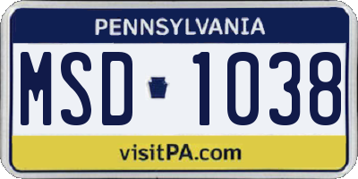 PA license plate MSD1038