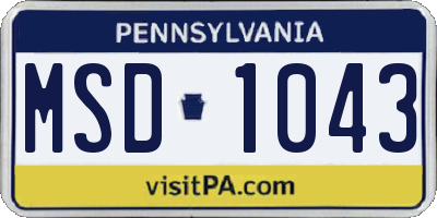 PA license plate MSD1043