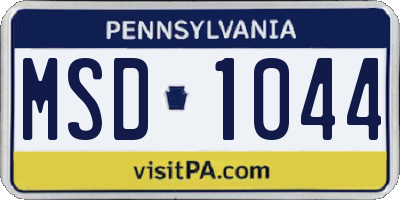 PA license plate MSD1044