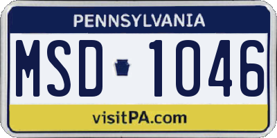 PA license plate MSD1046