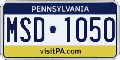 PA license plate MSD1050