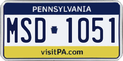 PA license plate MSD1051