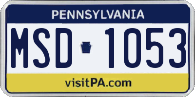PA license plate MSD1053