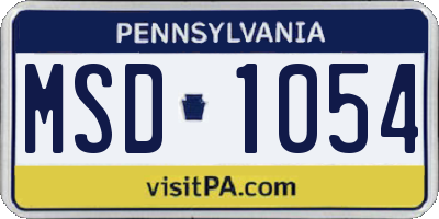 PA license plate MSD1054