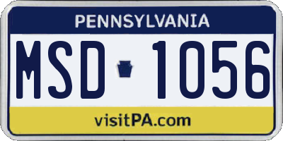 PA license plate MSD1056