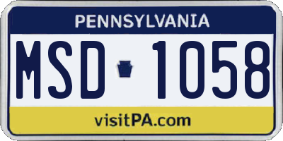 PA license plate MSD1058