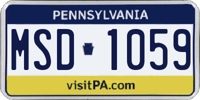 PA license plate MSD1059
