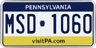 PA license plate MSD1060
