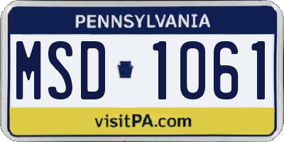 PA license plate MSD1061
