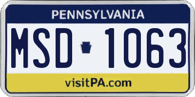 PA license plate MSD1063