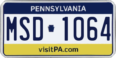 PA license plate MSD1064