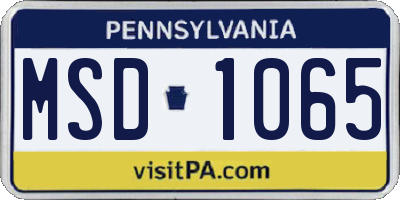 PA license plate MSD1065