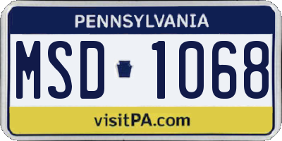 PA license plate MSD1068