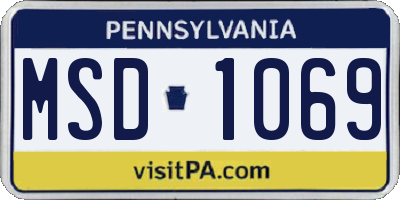 PA license plate MSD1069