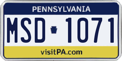 PA license plate MSD1071