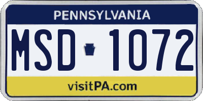 PA license plate MSD1072