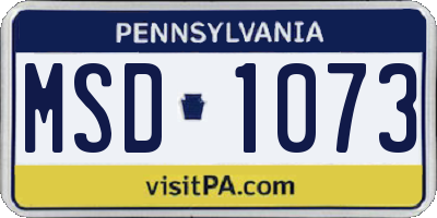 PA license plate MSD1073