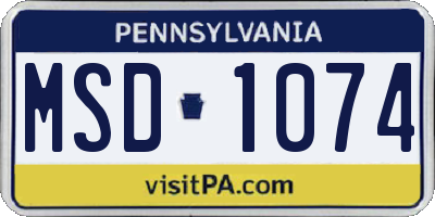 PA license plate MSD1074