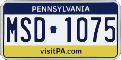 PA license plate MSD1075