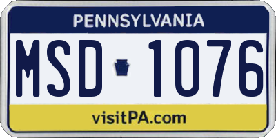 PA license plate MSD1076