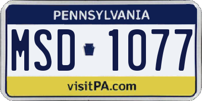 PA license plate MSD1077