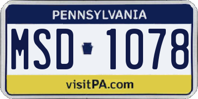 PA license plate MSD1078