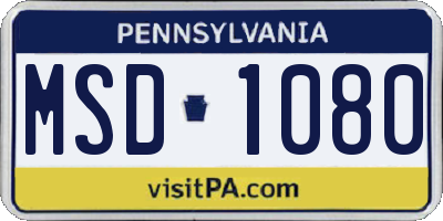 PA license plate MSD1080