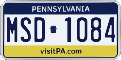 PA license plate MSD1084