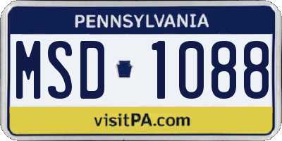 PA license plate MSD1088