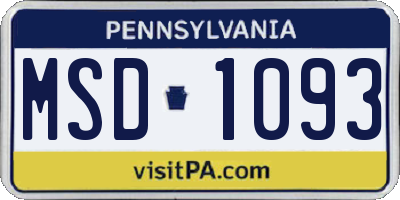 PA license plate MSD1093