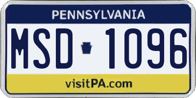 PA license plate MSD1096