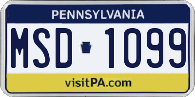 PA license plate MSD1099
