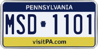 PA license plate MSD1101