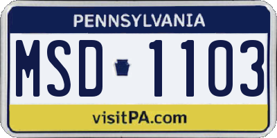 PA license plate MSD1103