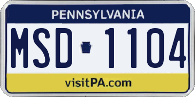 PA license plate MSD1104