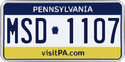 PA license plate MSD1107