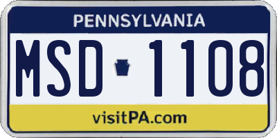 PA license plate MSD1108
