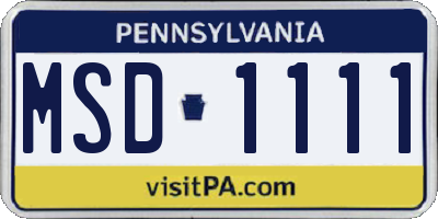 PA license plate MSD1111
