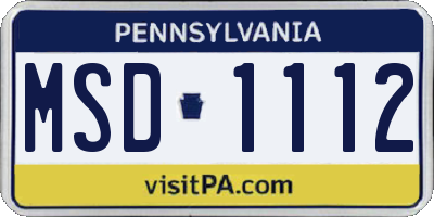 PA license plate MSD1112
