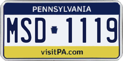 PA license plate MSD1119