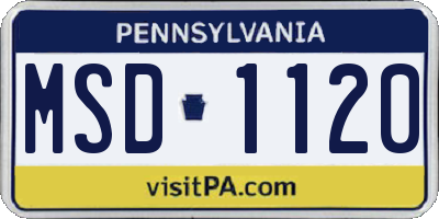 PA license plate MSD1120