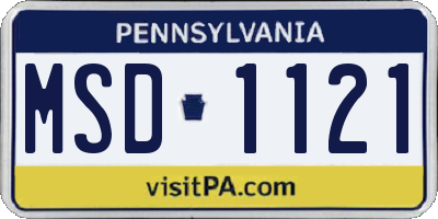 PA license plate MSD1121