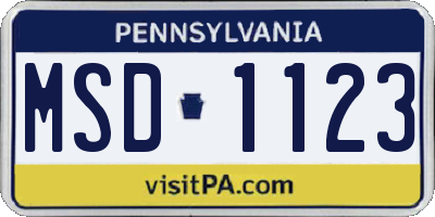 PA license plate MSD1123