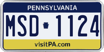 PA license plate MSD1124