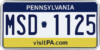 PA license plate MSD1125